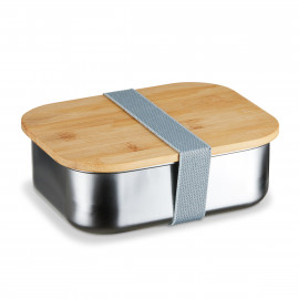  Lunch Box Edelstahl mit Bambusdeckel & Spannband 